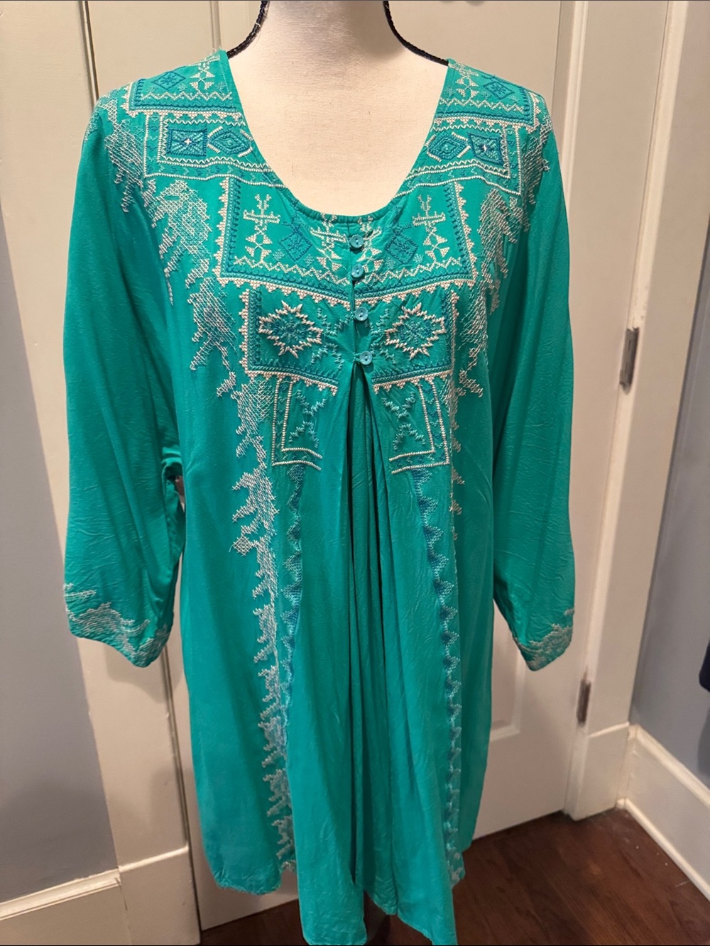 Women’s Teal Embroidered Tunic Top/dress